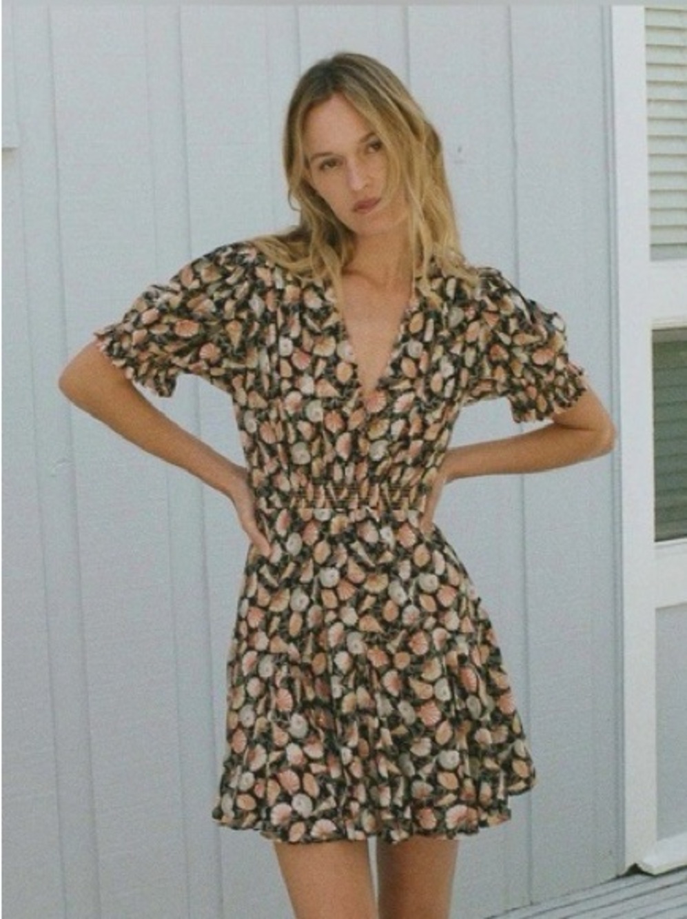 Doen Serra seashell silk mini dress Noir tresors de la mar